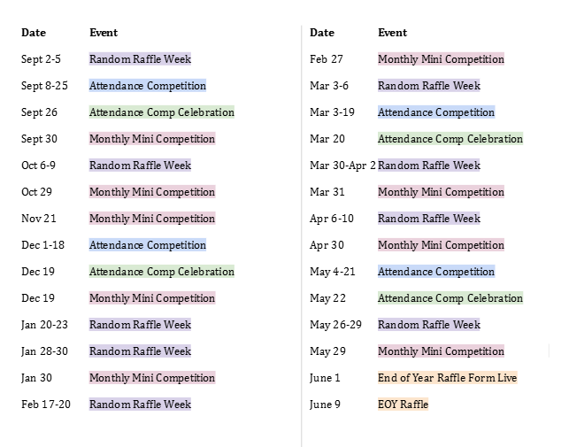 Attendance Events Attendance Events